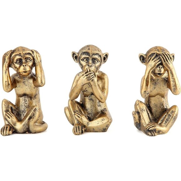 3 Wise Monkeys Statue for Home Décor Accents Monkey Gift Shelf Décor Accents - Picture 2 of 8
